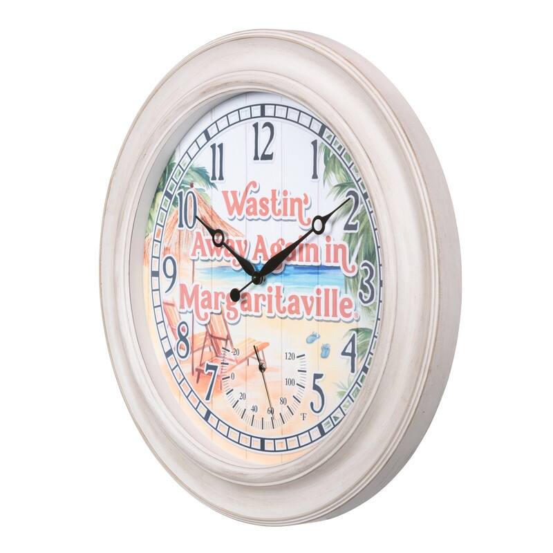 La Crosse 4333267MVT 26.2" Outdoor Whitewash Margaritaville Clock On Sale Bed Bath & Beyond